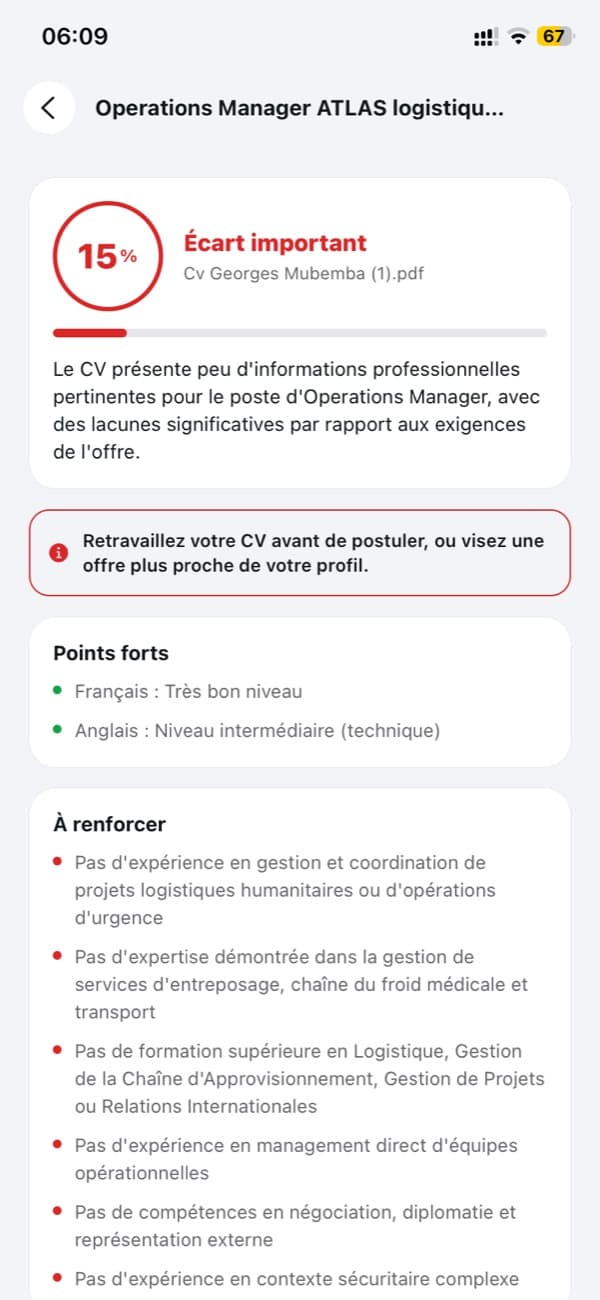 Analyse IA — application Find Job
